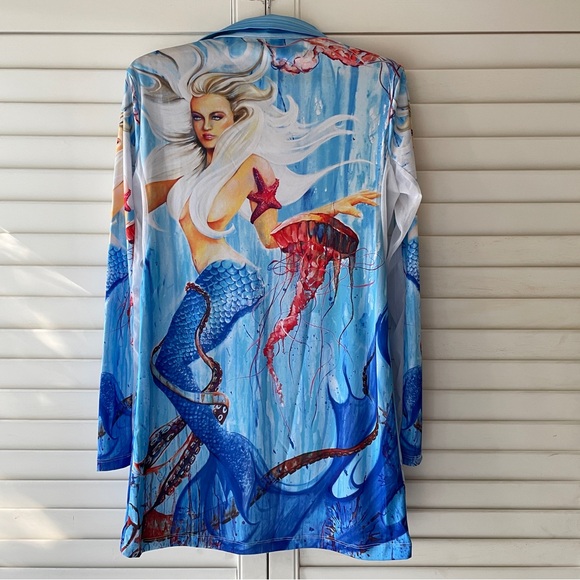 Sun-guard 50+ beach cover-up beautiful mermaid design made in USA size small NWT - Picture 2 of 8